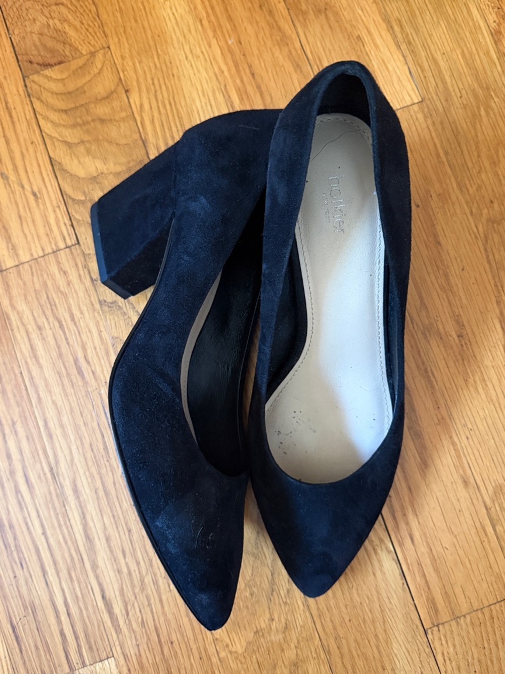 Botkier Black Suede Pointed Toe Block Heel Pumps